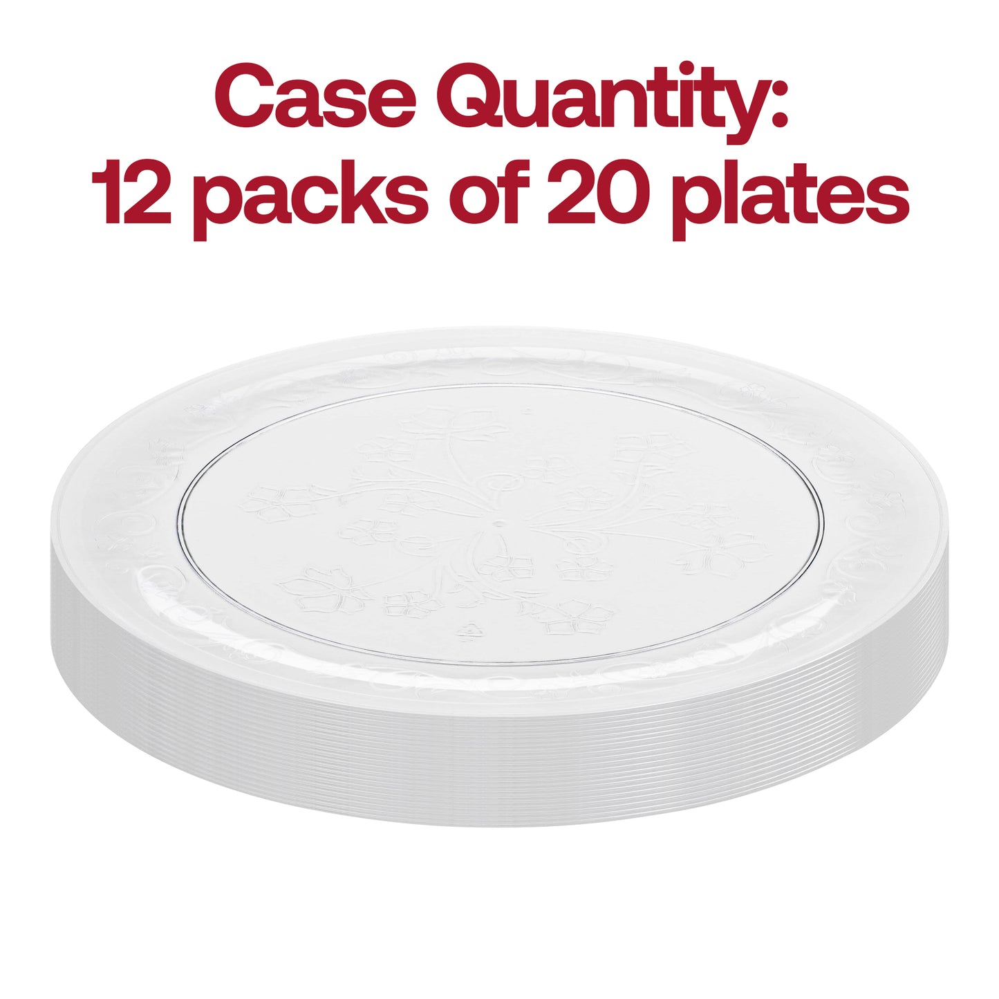 Clear Floral Round Plastic Buffet Plates (9")
