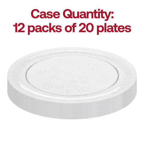 Clear Floral Round Plastic Buffet Plates (9