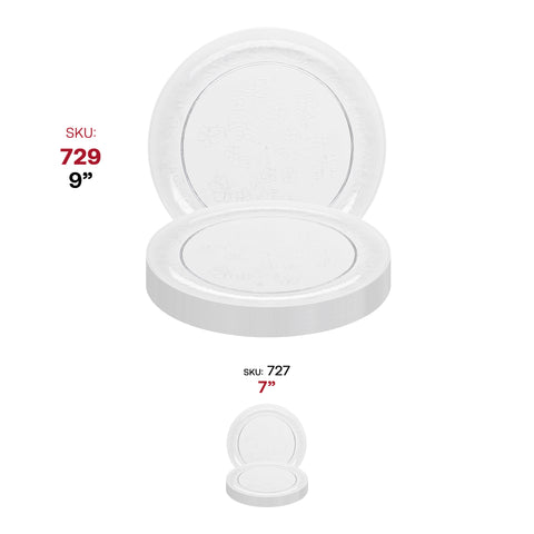 Clear Floral Round Plastic Buffet Plates (9