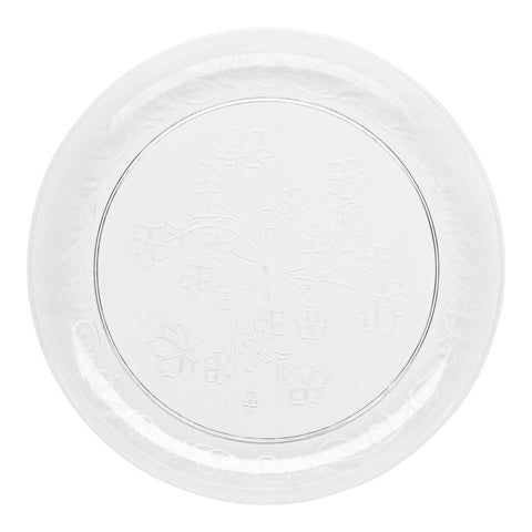 Clear Floral Round Plastic Pastry Plates (6.25