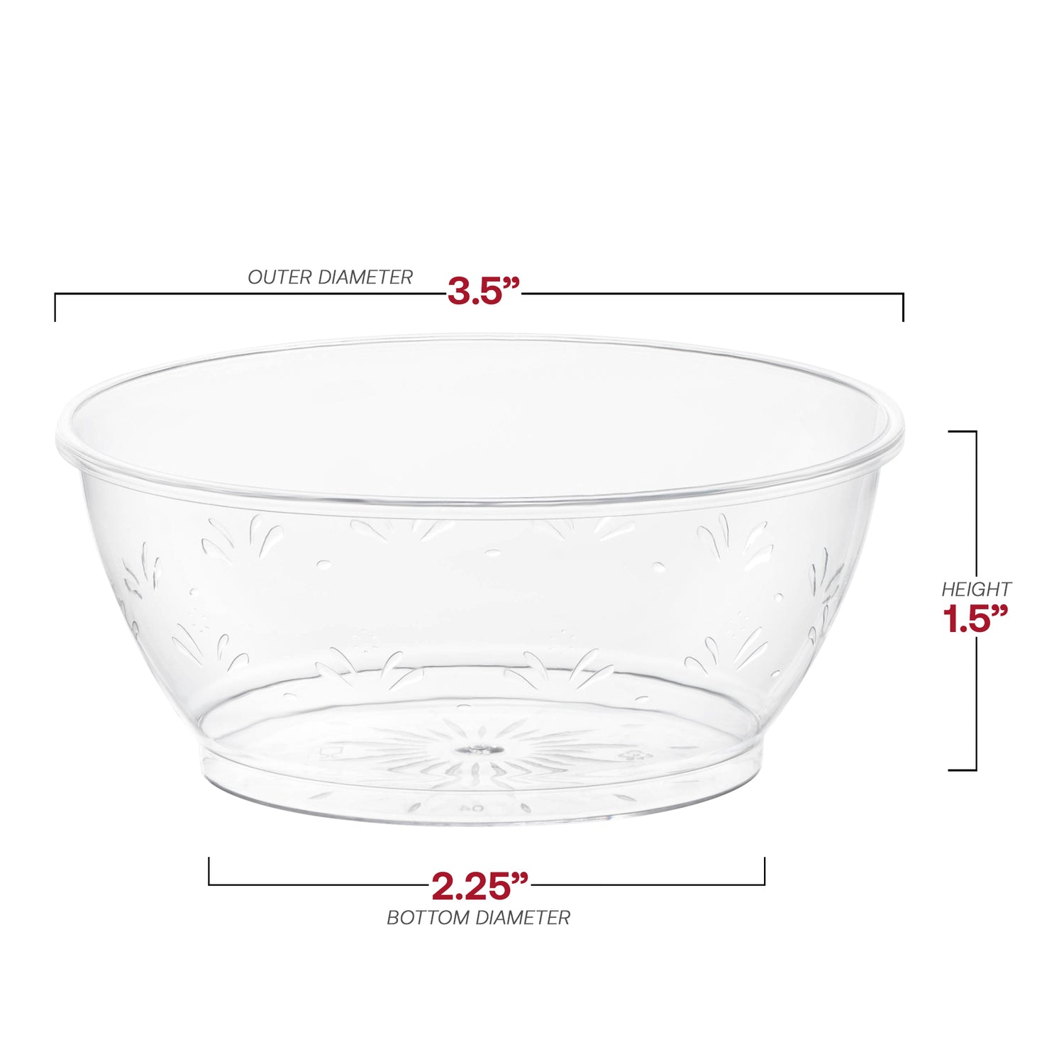 Clear Floral Round Plastic Dessert Bowls (6 oz.)
