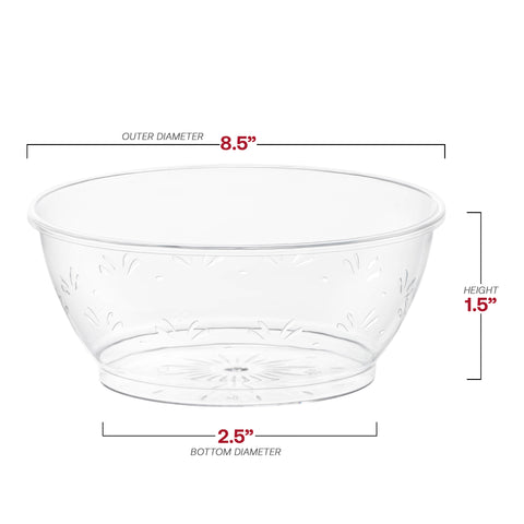 Clear Floral Round Plastic Dessert Bowls (6 oz.) Dimension | The Kaya Collection