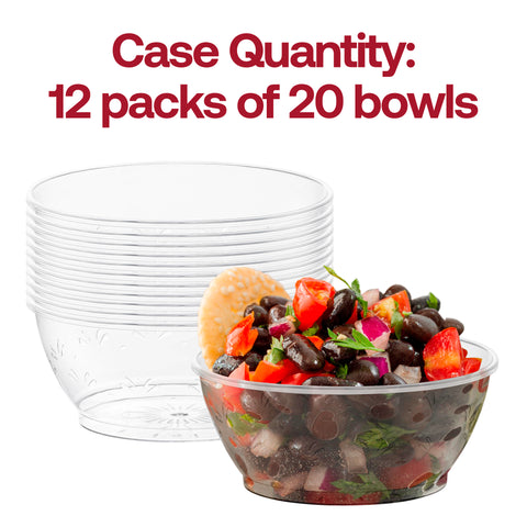 Clear Floral Round Plastic Dessert Bowls (6 oz.) Quantity | The Kaya Collection