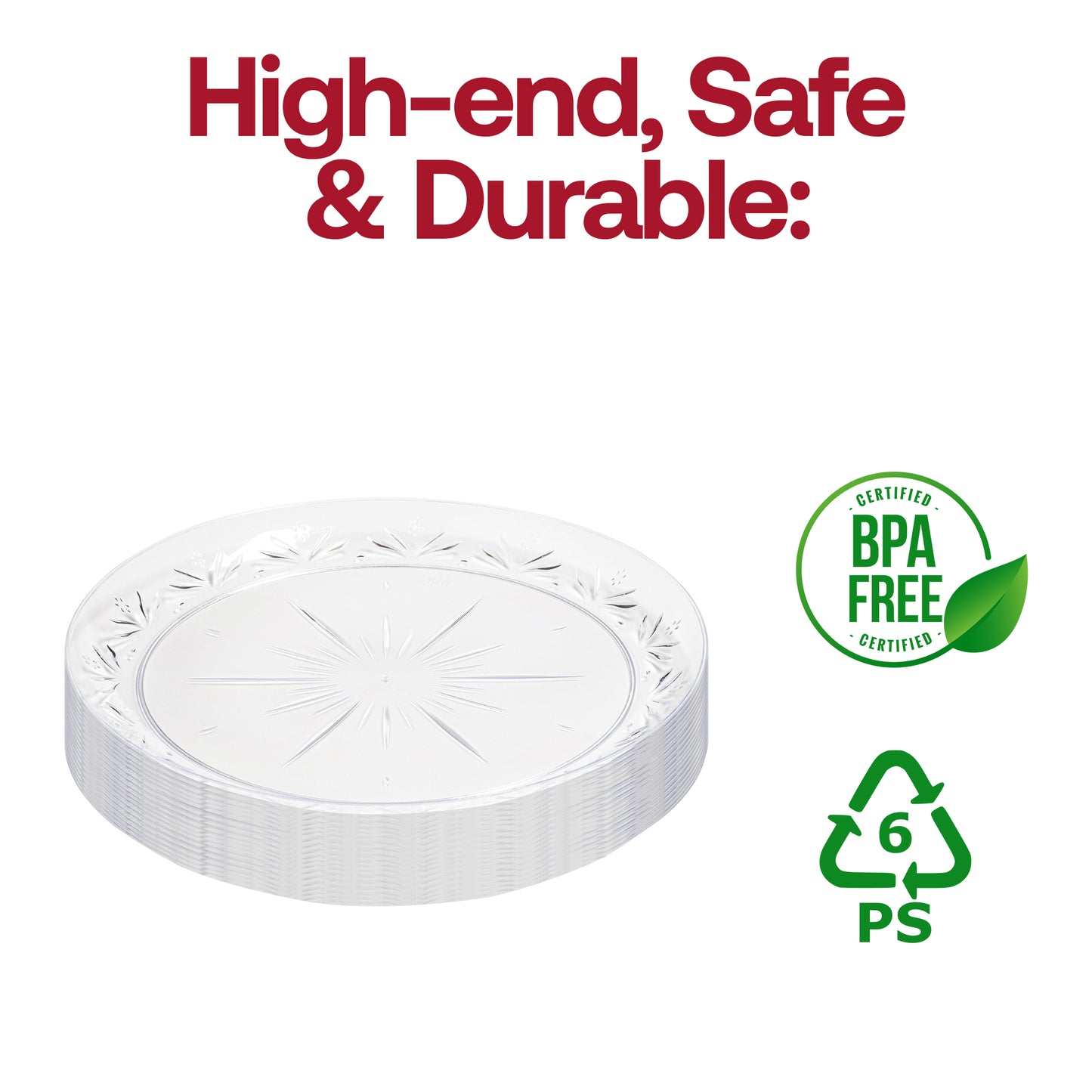 Clear Floral Round Plastic Pastry Plates (6.25")