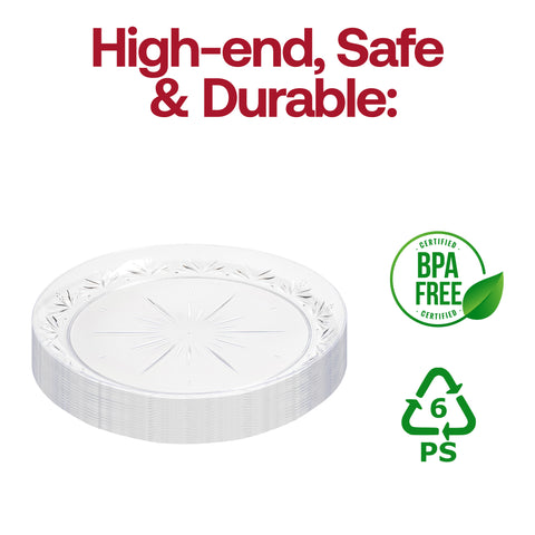 Clear Floral Round Plastic Pastry Plates (6.25