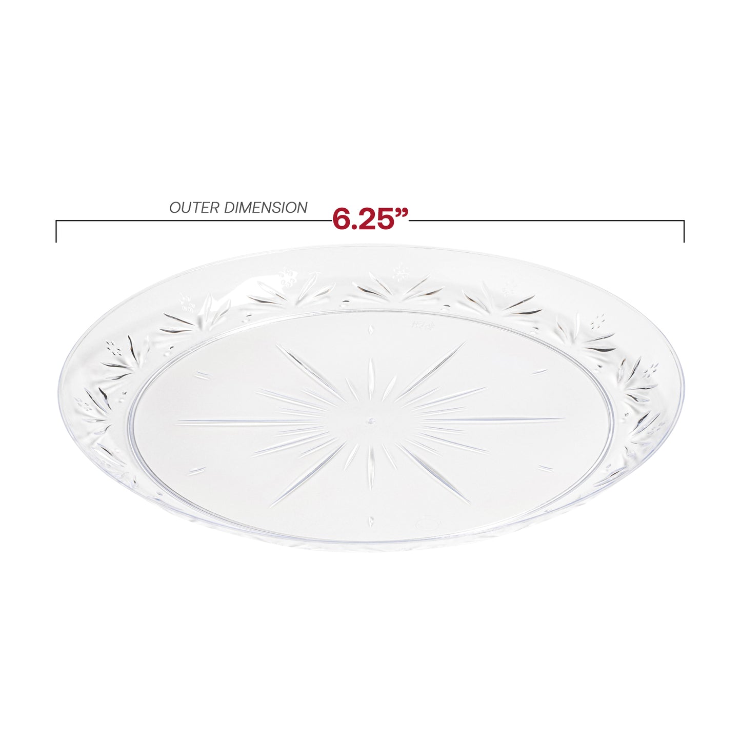 Clear Floral Round Plastic Pastry Plates (6.25")