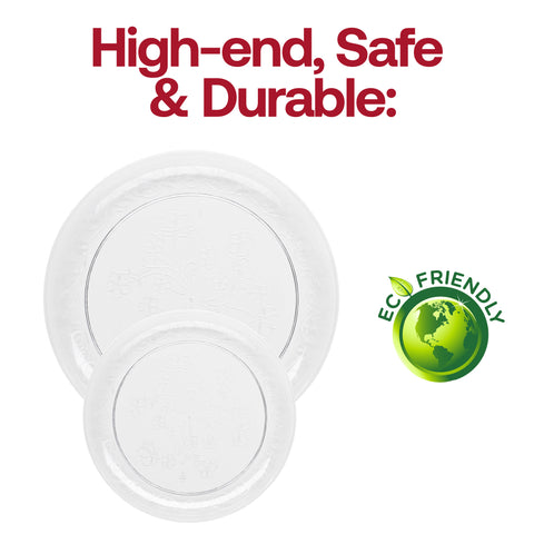 Clear Floral Round Plastic Salad Plates (7