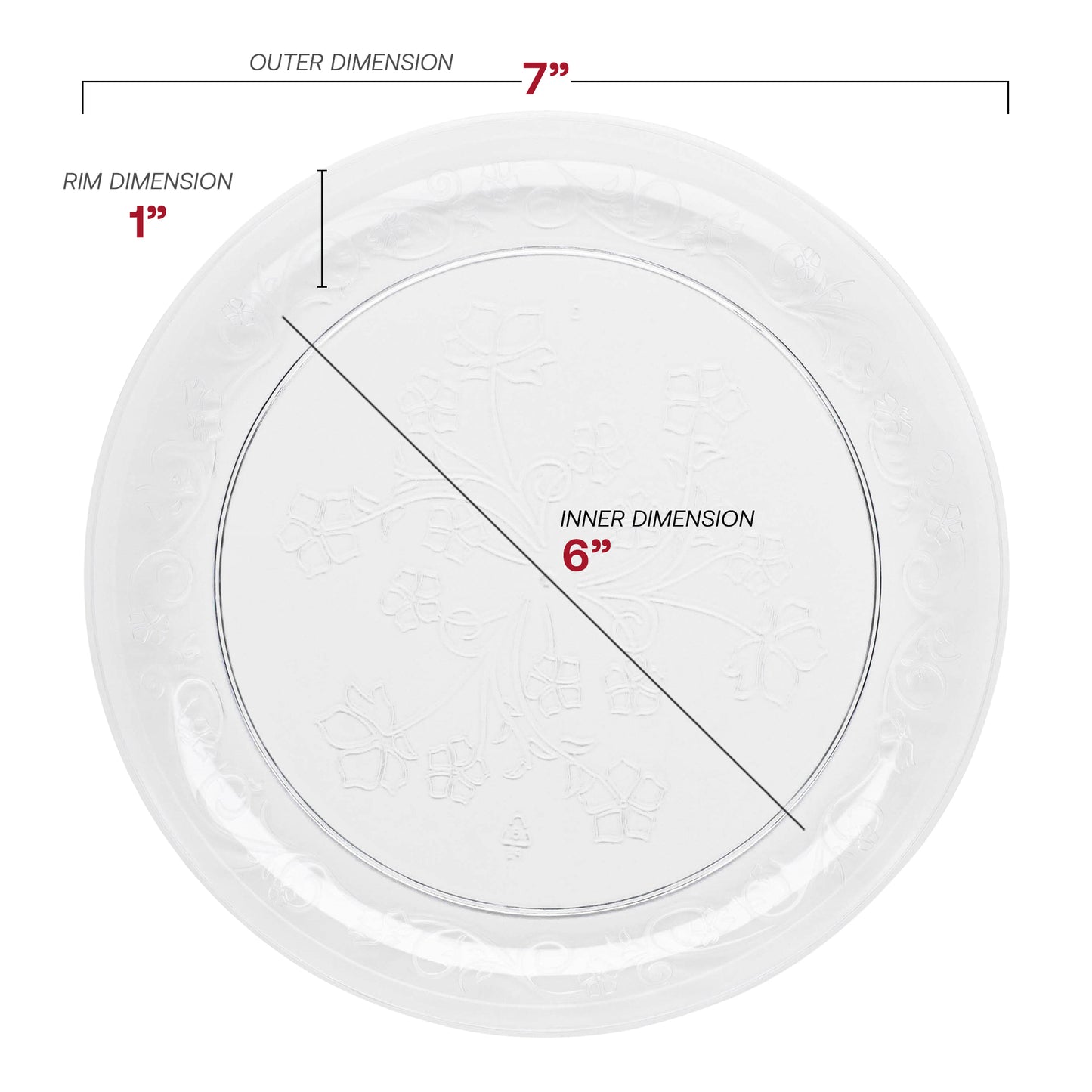 Clear Floral Round Plastic Salad Plates (7")