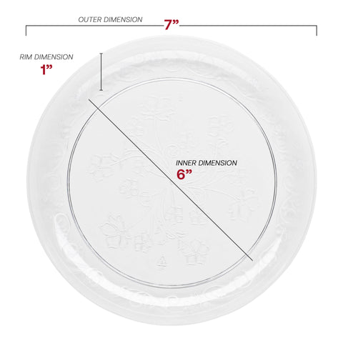 Clear Floral Round Plastic Salad Plates (7