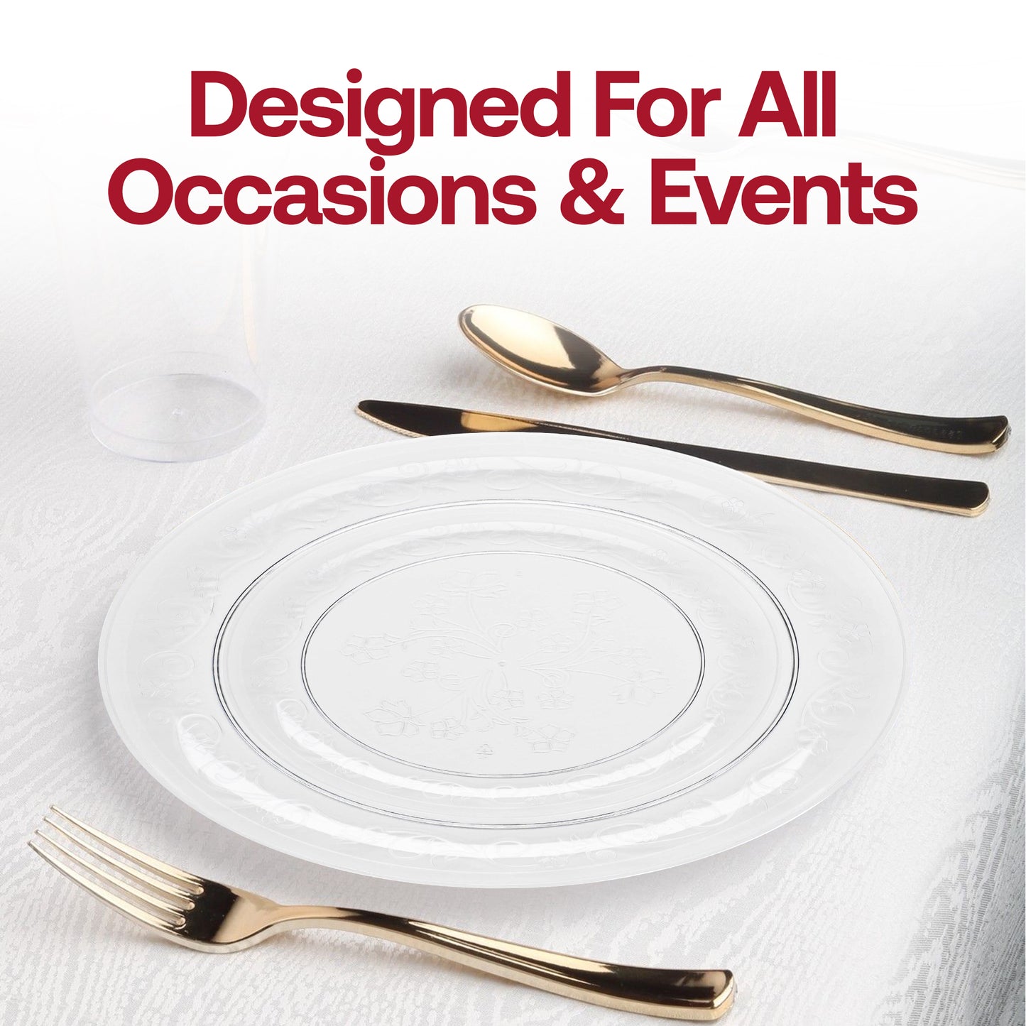 Clear Floral Round Plastic Salad Plates (7")