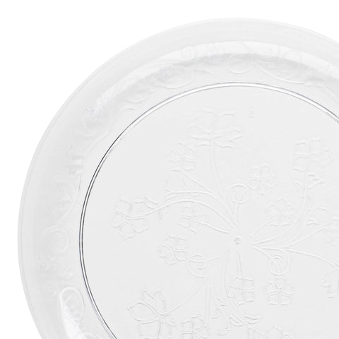 Clear Floral Round Plastic Salad Plates (7
