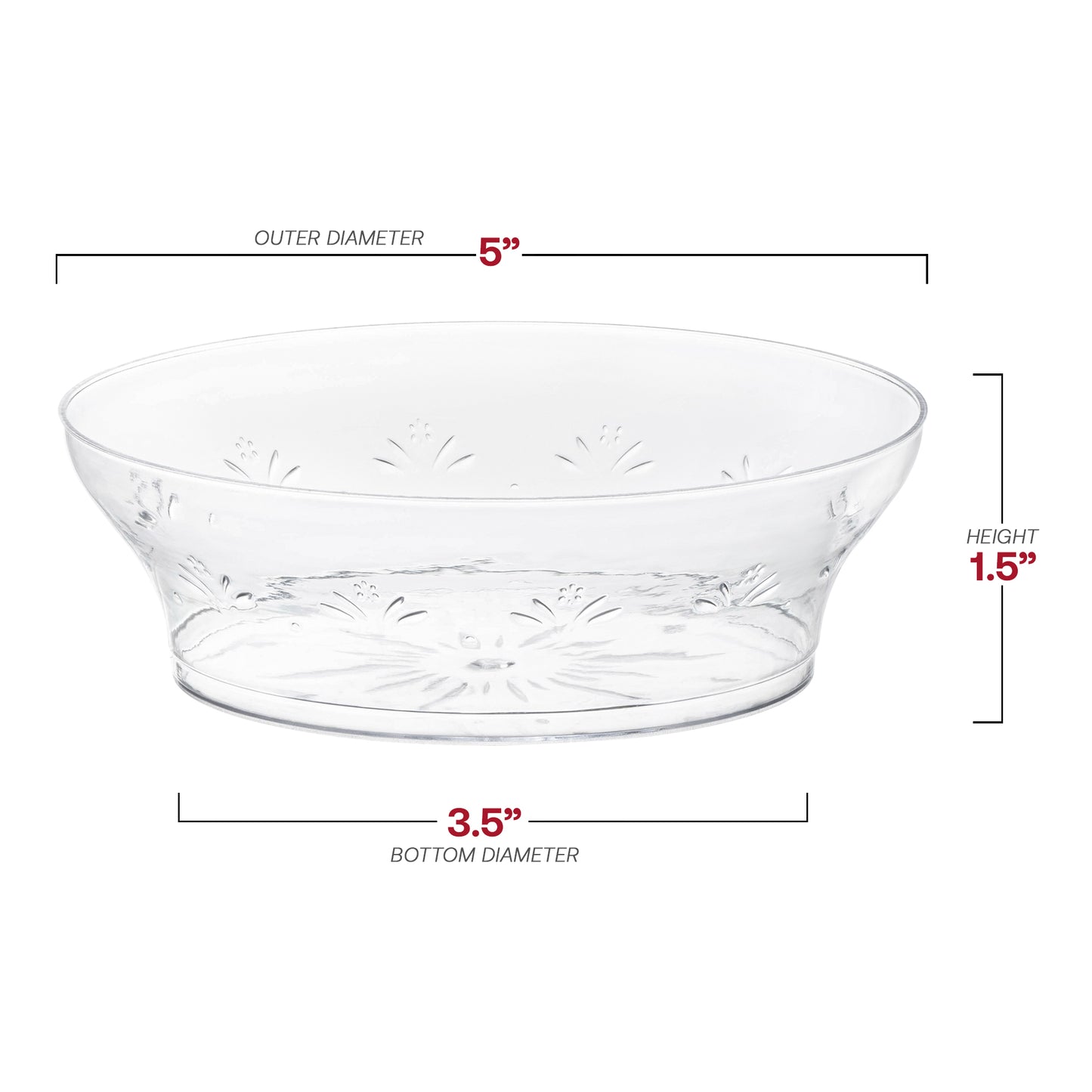 Clear Floral Round Plastic Soup Bowls (10 oz.) Dimension