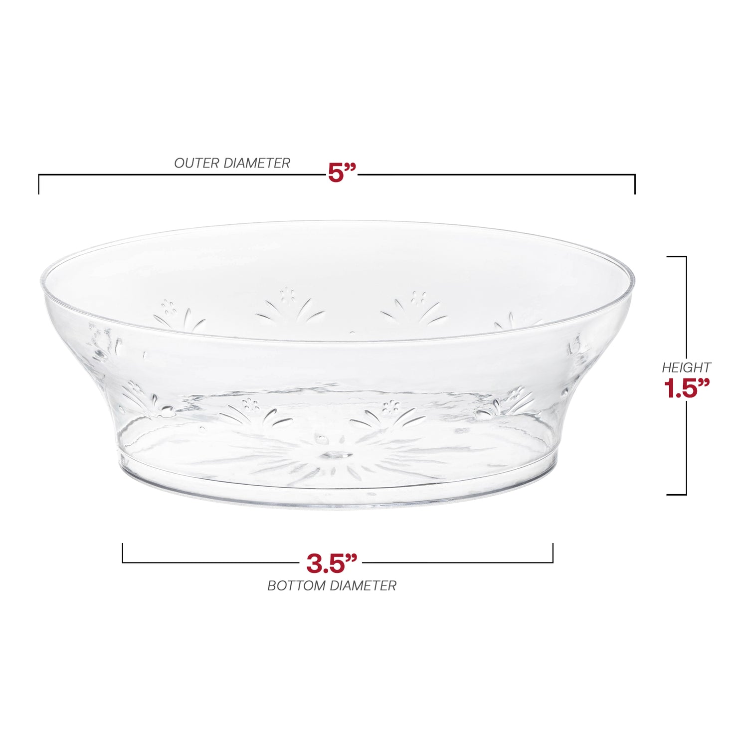 Clear Floral Round Plastic Soup Bowls (10 oz.) Dimension