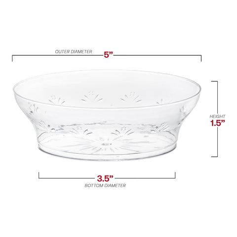 Clear Floral Round Plastic Soup Bowls (10 oz.) Dimension