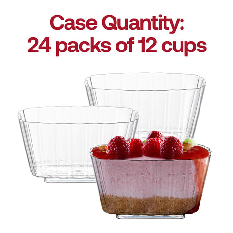 5.5 oz. Clear Fluted Rectangular Plastic Disposable Pudding Cups Quantity | The Kaya Collection