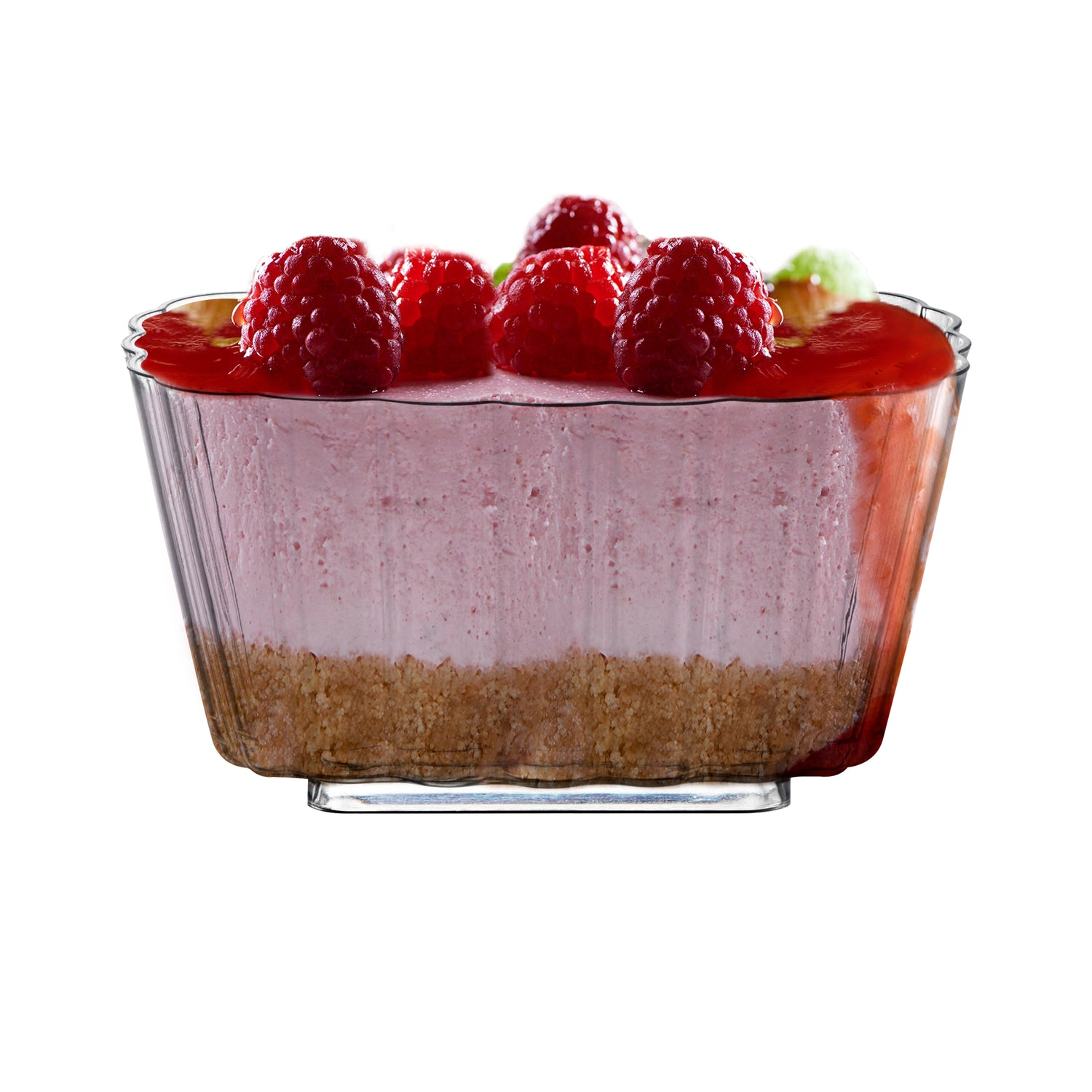 5.5 oz. Clear Fluted Rectangular Plastic Disposable Pudding Cups Secondary | The Kaya Collection