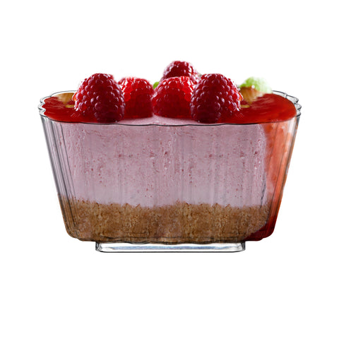 5.5 oz. Clear Fluted Rectangular Plastic Disposable Pudding Cups Secondary | The Kaya Collection