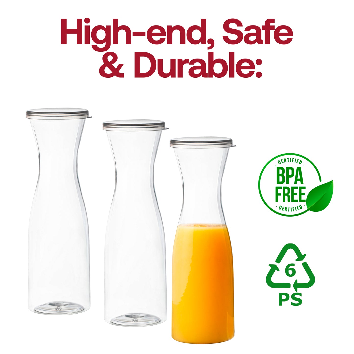 35 oz. Clear Large Plastic Disposable Wine Carafes with Lids