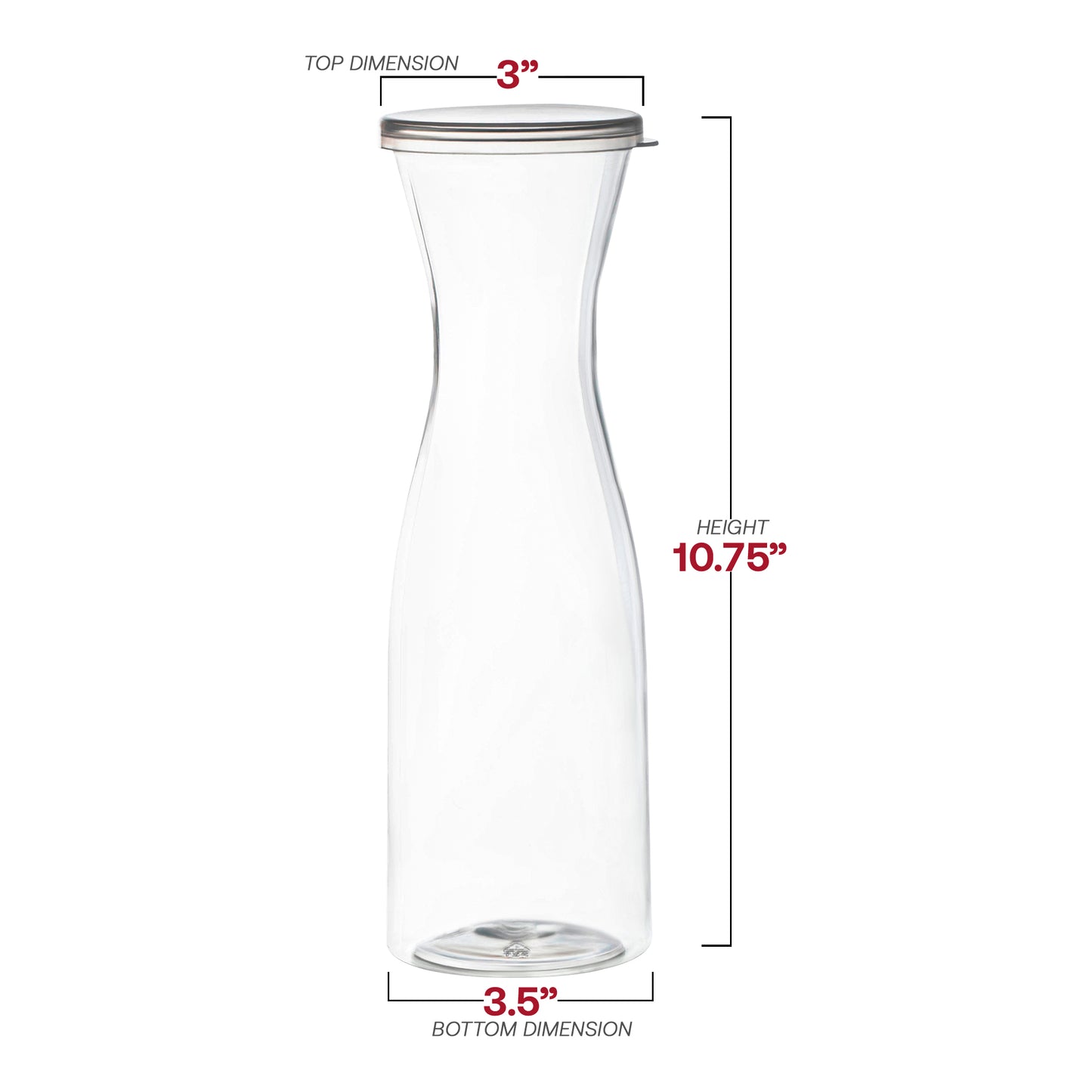 35 oz. Clear Large Plastic Disposable Wine Carafes with Lids