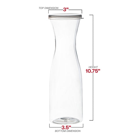 35 oz. Clear Large Plastic Disposable Wine Carafes with Lids
