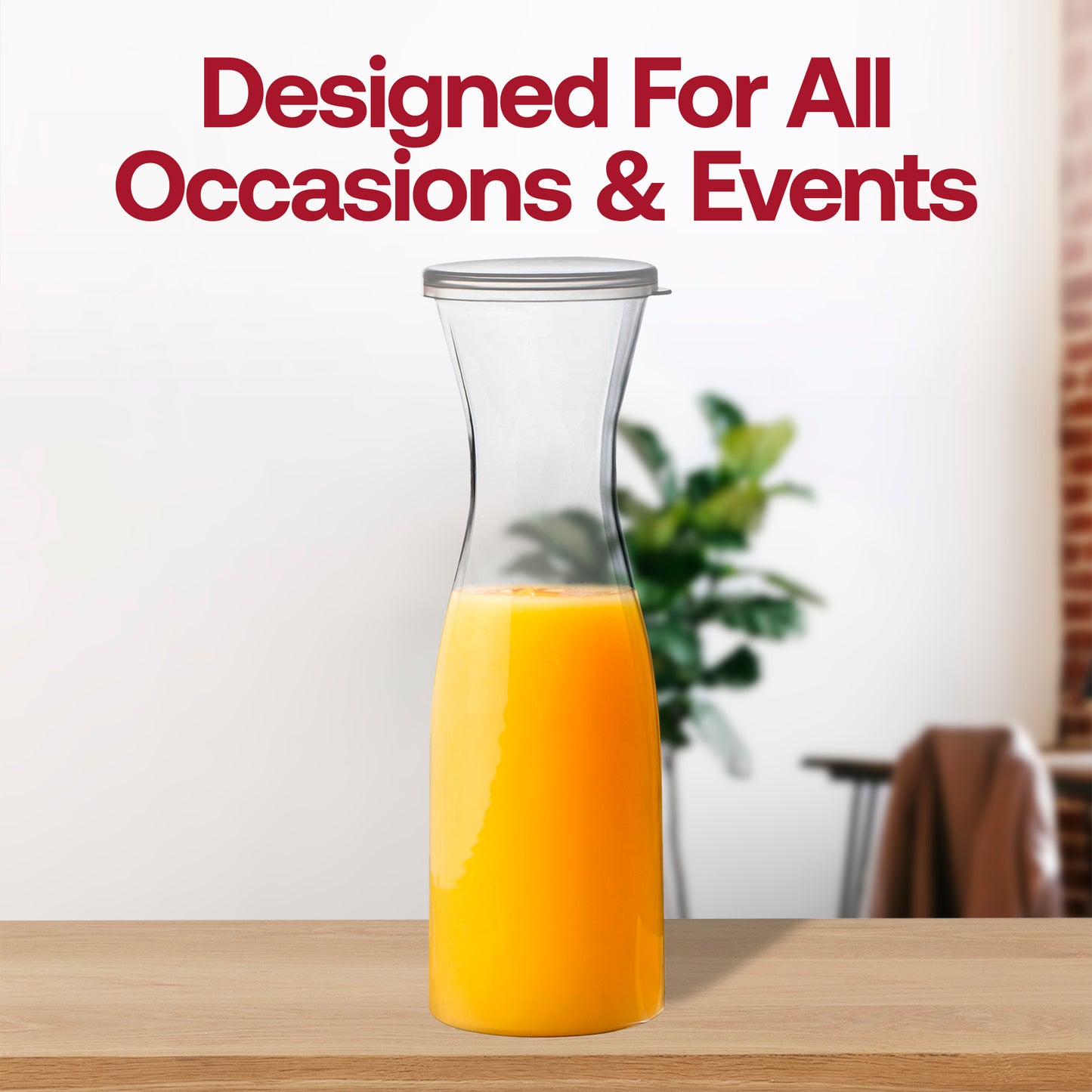 35 oz. Clear Large Plastic Disposable Wine Carafes with Lids