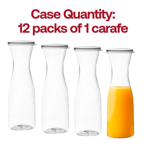 35 oz. Clear Large Plastic Disposable Wine Carafes with Lids