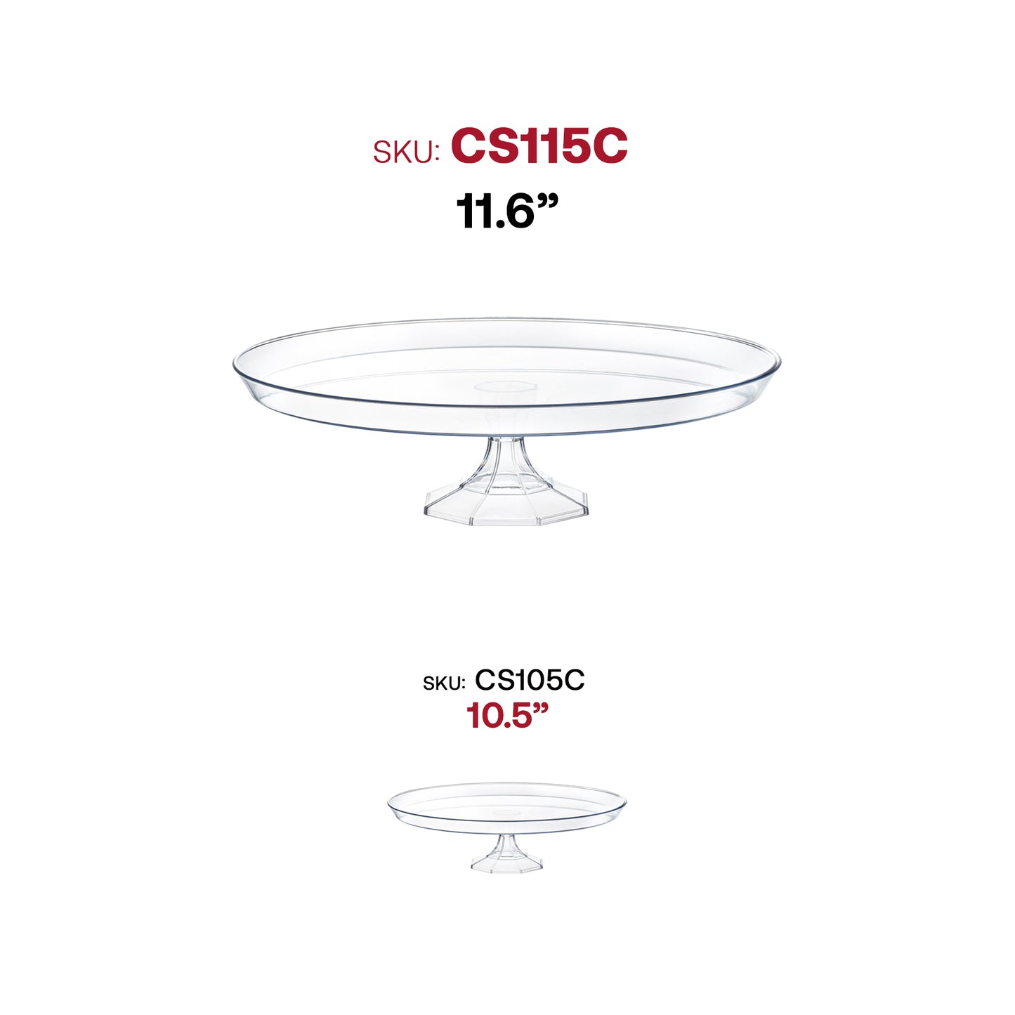 11.6" Clear Medium Round Disposable Plastic Cake Stands