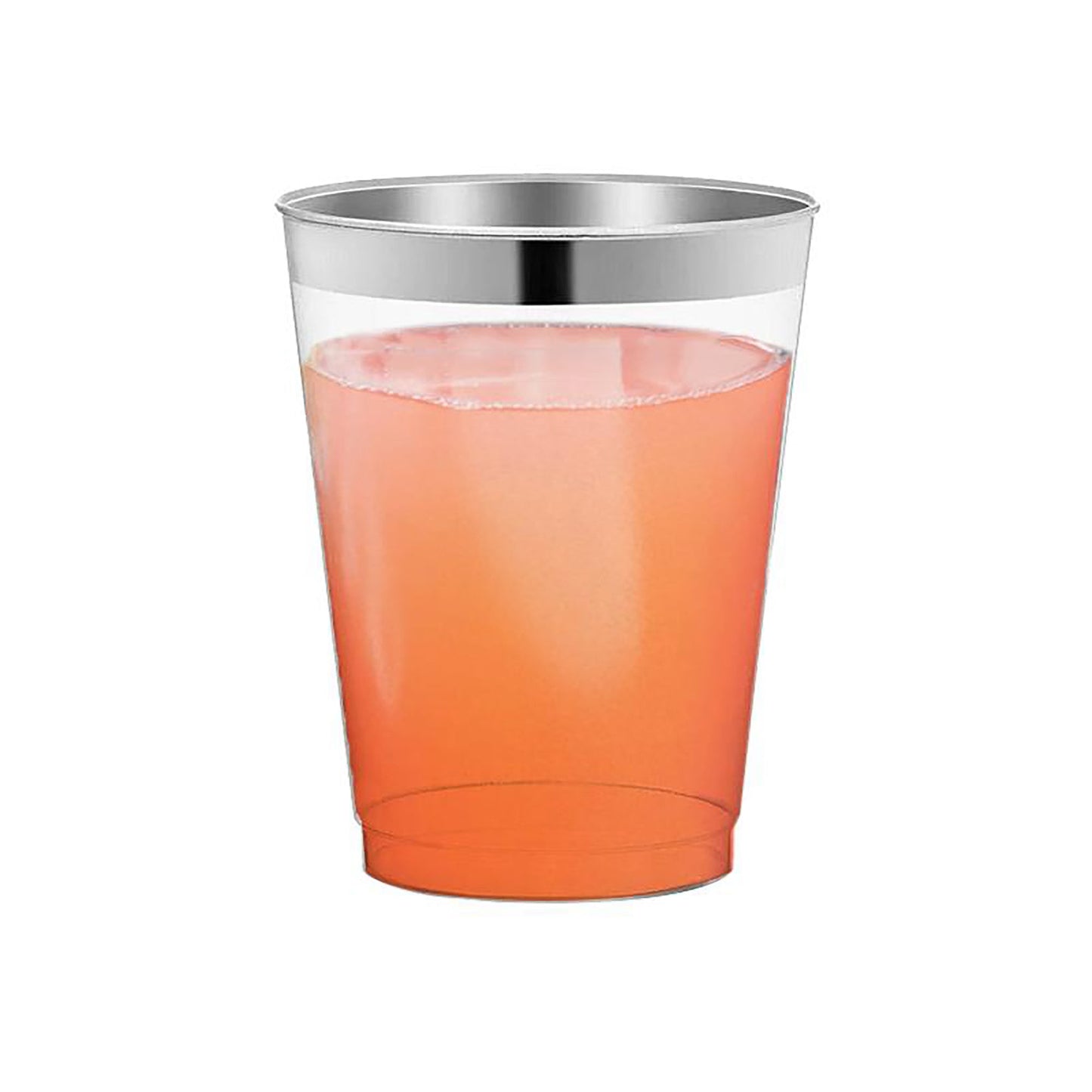 10 oz. Clear with Silver Rim Round Disposable Plastic Tumblers