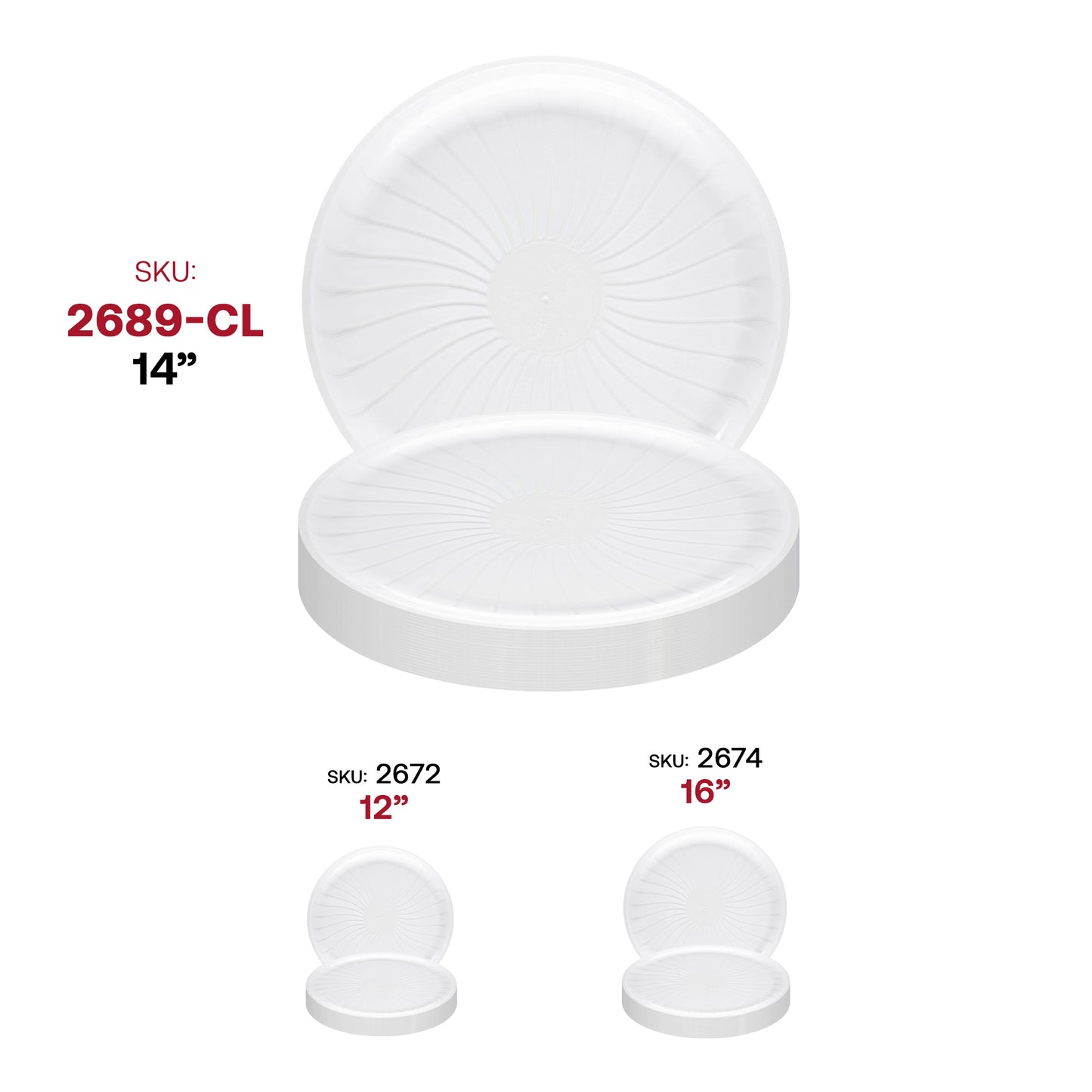 14" Clear Pavilion Round Plastic Trays