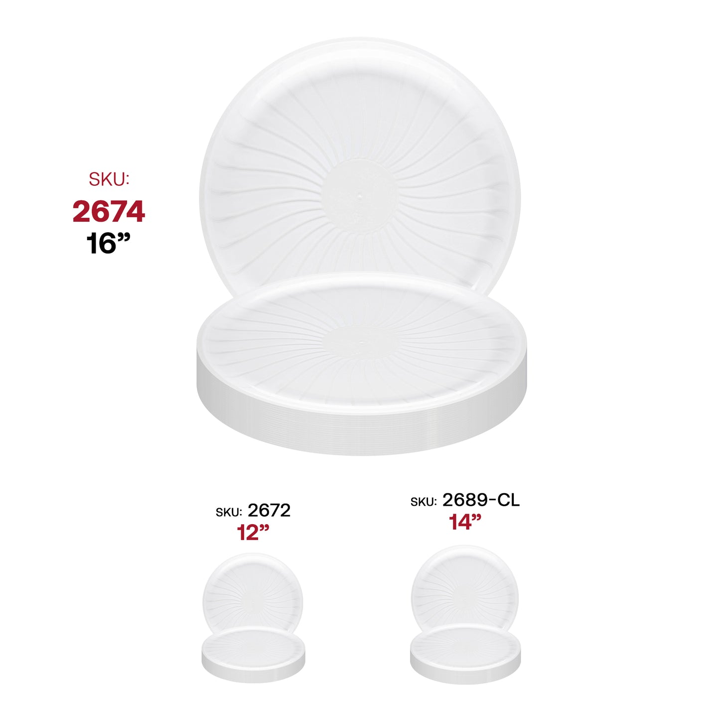 16" Clear Pavilion Round Plastic Disposable Trays