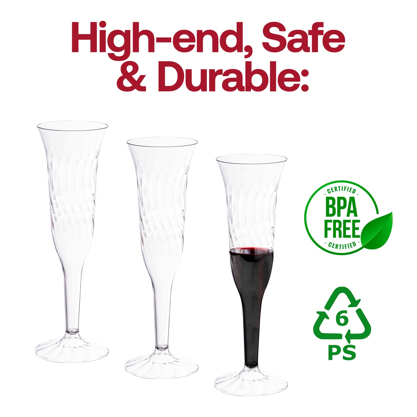 5 oz. Clear Disposable Plastic Champagne Flutes