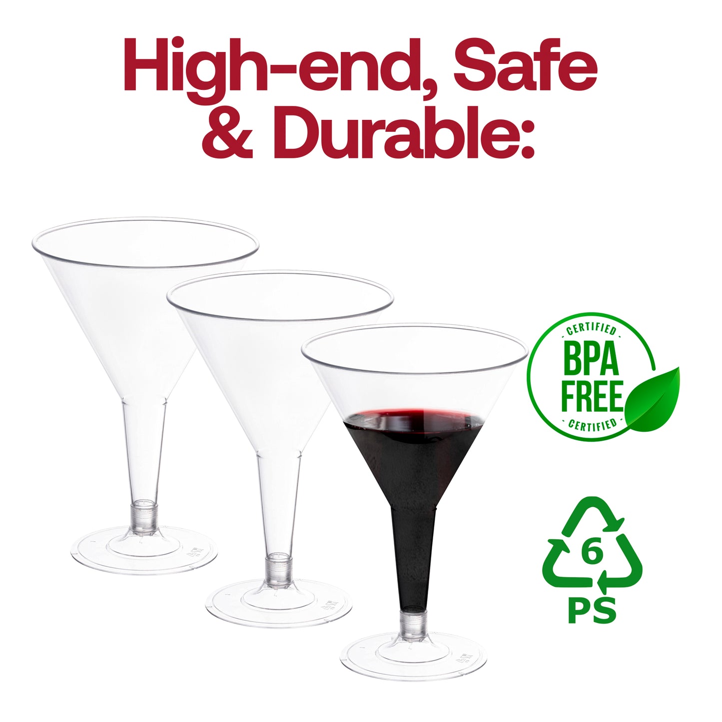 6 oz. Clear Disposable Plastic Martini Glasses