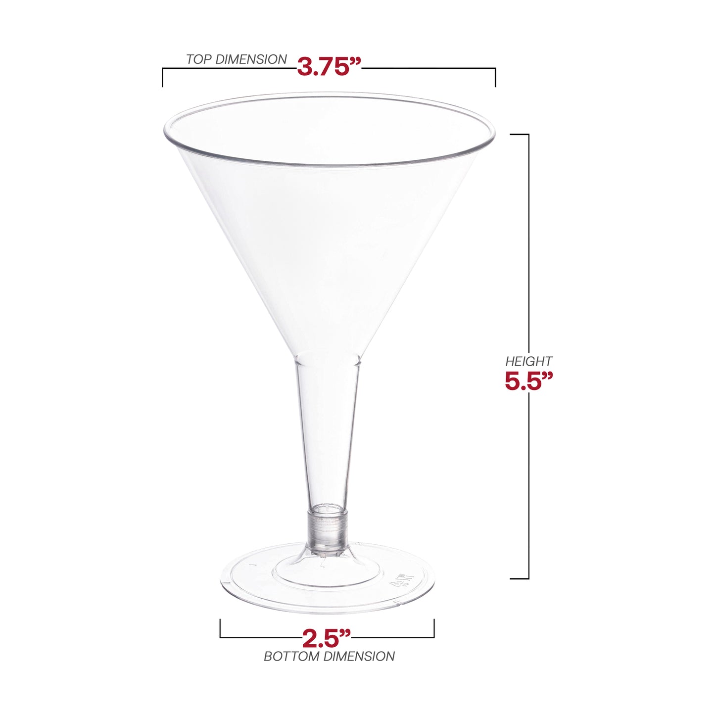 6 oz. Clear Disposable Plastic Martini Glasses