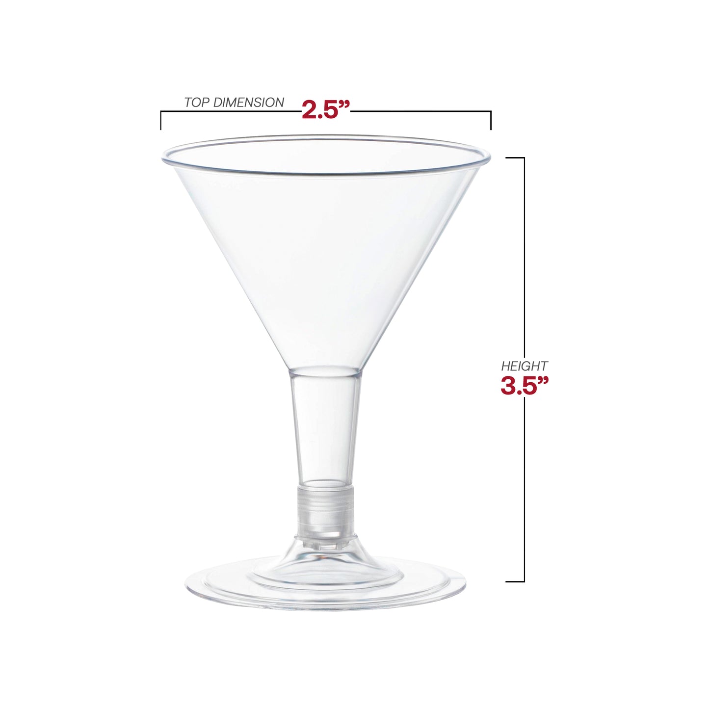 2 oz. Clear Disposable Plastic Mini Martini Shot Glasses