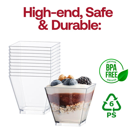 2 oz. Clear Plastic Mini Verrine Sample Cube Cups BPA | The Kaya Collection