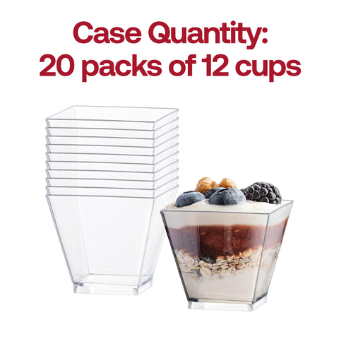 2 oz. Clear Plastic Mini Verrine Sample Cube Cups Quantity | The Kaya Collection