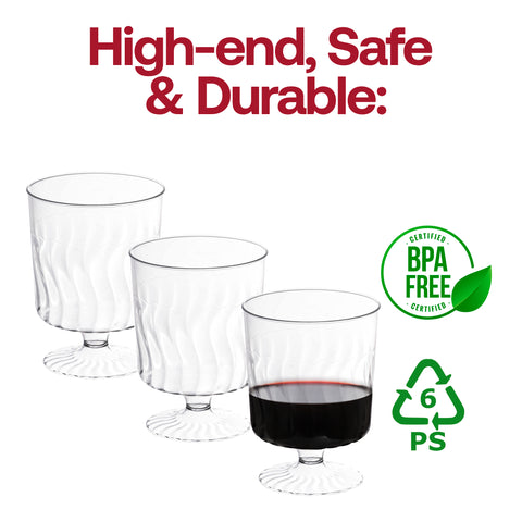 8 oz. Clear Disposable Plastic Pedestal Wine Glasses