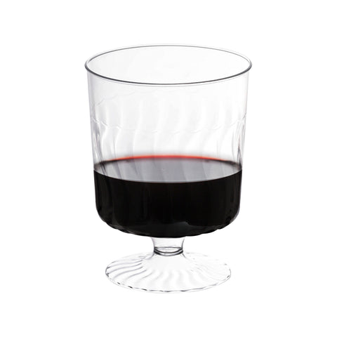 8 oz. Clear Disposable Plastic Pedestal Wine Glasses