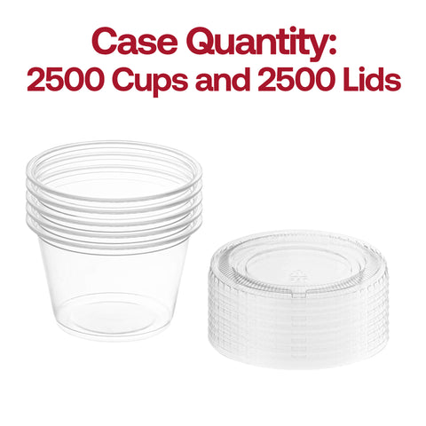 2oz Clear Plastic Disposable Souffle Cups with Lids