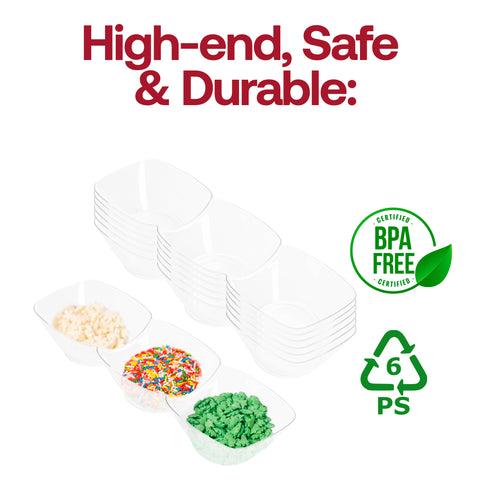 Clear Rectangular 3-Hole Mini Plastic Bowls BPA | The Kaya Collection