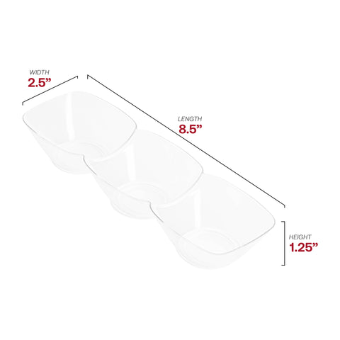 Clear Rectangular 3-Hole Mini Plastic Bowls Dimension | The Kaya Collection
