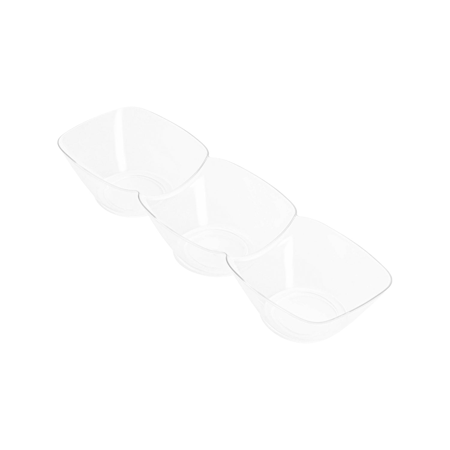 Clear Rectangular 3-Hole Mini Plastic Bowls Main | The Kaya Collection