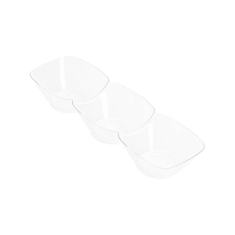 Clear Rectangular 3-Hole Mini Plastic Bowls Main | The Kaya Collection
