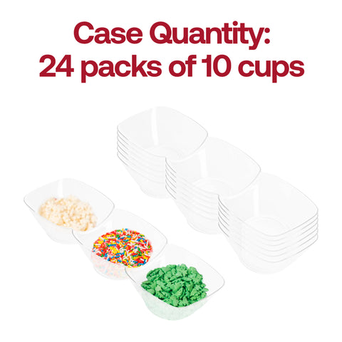 Clear Rectangular 3-Hole Mini Plastic Bowls Quantity | The Kaya Collection