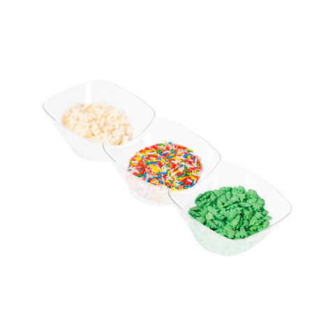 Clear Rectangular 3-Hole Mini Plastic Bowls Secondary | The Kaya Collection
