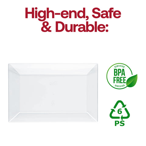 Clear Rectangular Disposable Plastic Dessert Plates (5.5
