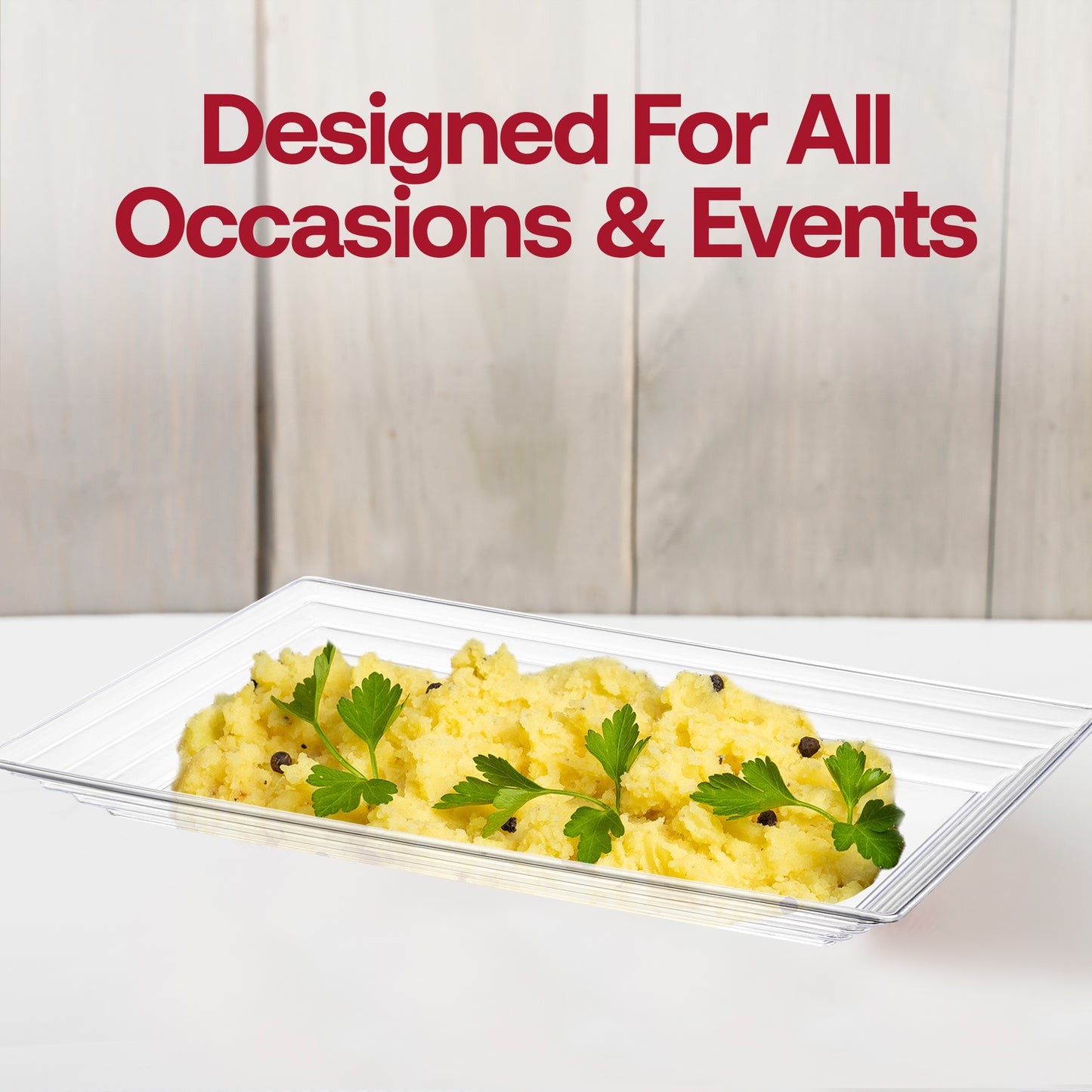 9" x 13" Clear Rectangular with Groove Rim Disposable Plastic Serving Trays