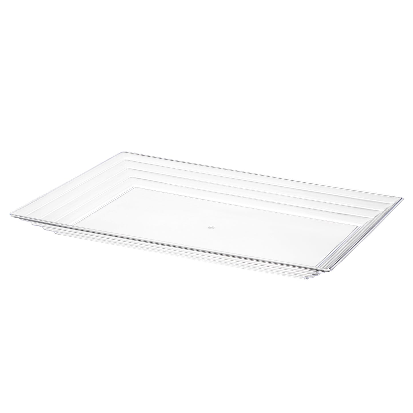 9" x 13" Clear Rectangular with Groove Rim Disposable Plastic Serving Trays