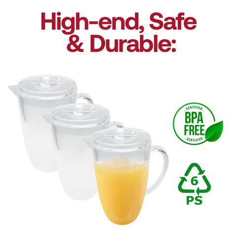 86 oz Clear Ribbed Plastic Pitchers