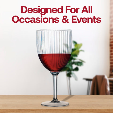 13 oz Clear Ribbed Plastic Wine Glasses